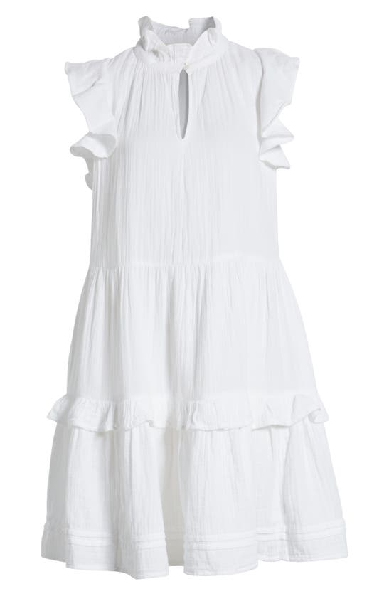 Shop Caslon (r) Ruffle Duo Cotton Gauze Dress In White