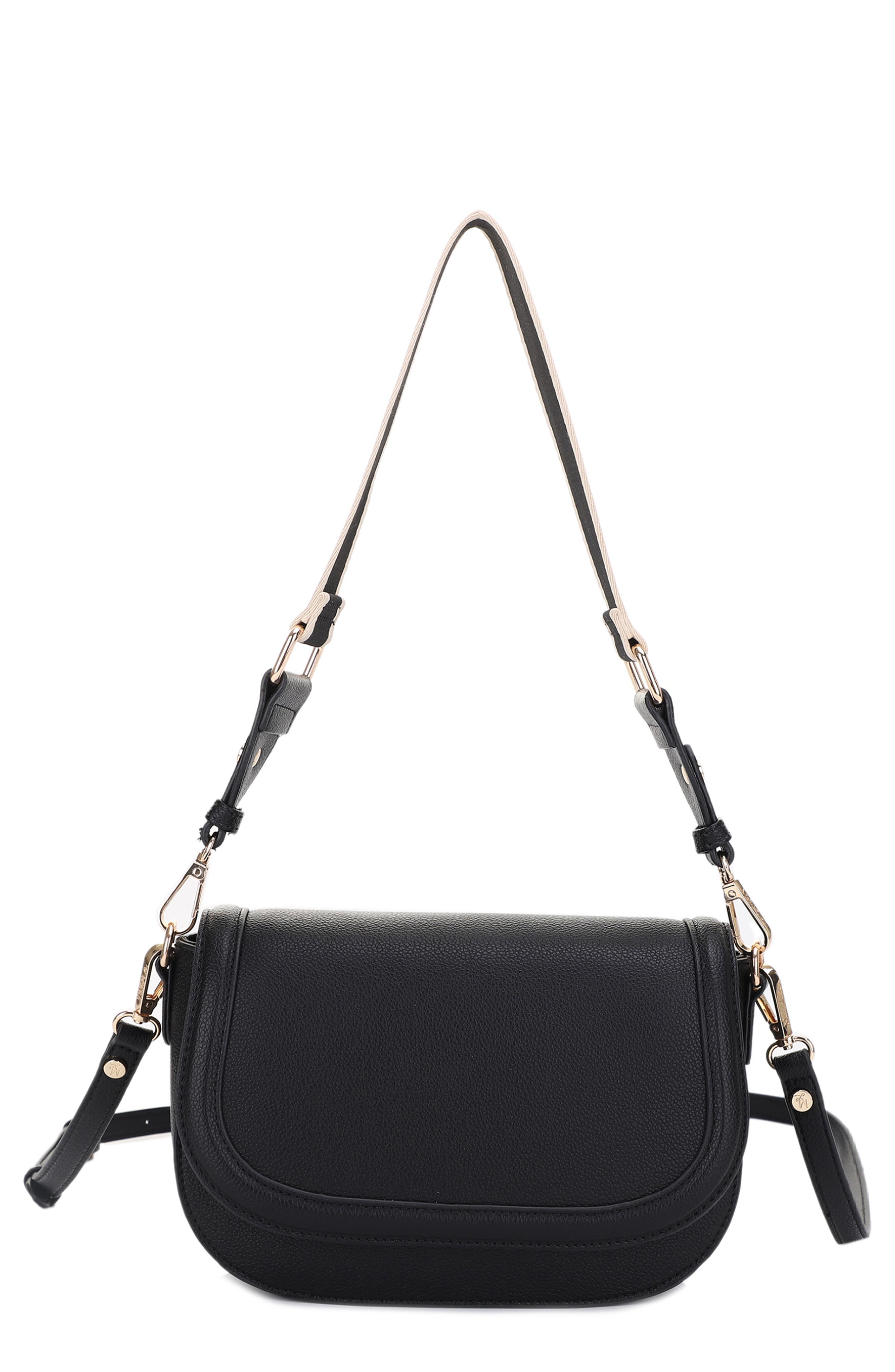 Mali + Lili Kiana Recycled Vegan Leather Crossbody Bag in Black 