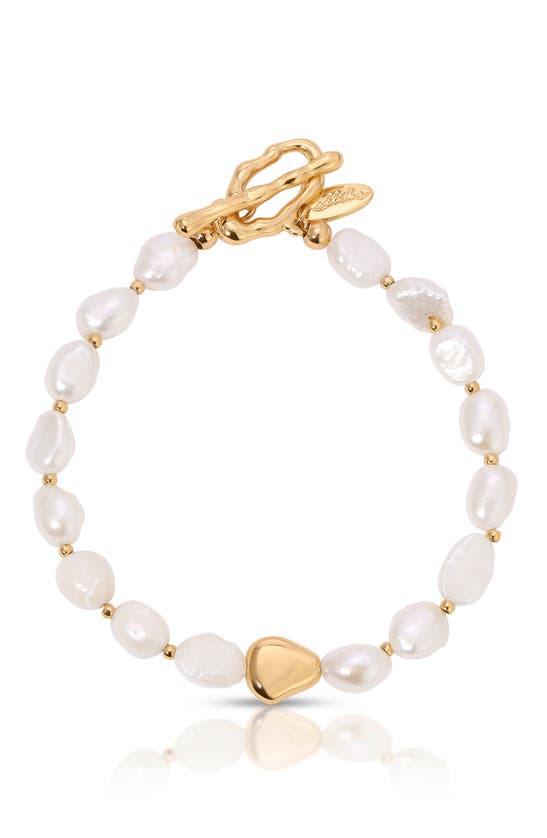 Shop Ettika Freshwater Pearl Bracelet In Gold