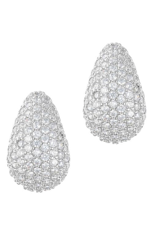 Adornia Sterling Silver Plated Teardrop Pave Earrings In Silver