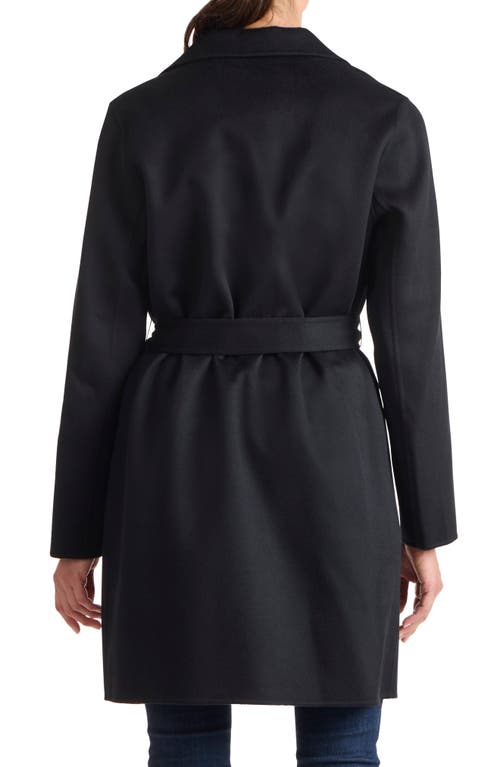 Shop Sofia Cashmere Double Face Wool & Cashmere Wrap Coat In Black