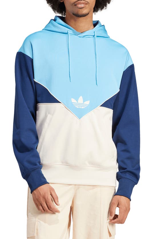 Shop Adidas Originals Colorado Chevron Hoodie In Semi Blue/ White/ Indigo