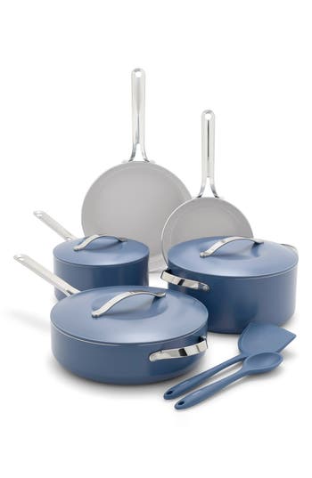 Greenpan Nova 10-piece Ceramic Nonstick Cookware Set In Blue Nova