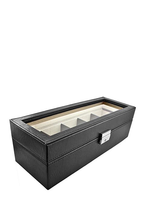 Faux Leather 5 Compartment Watch Case