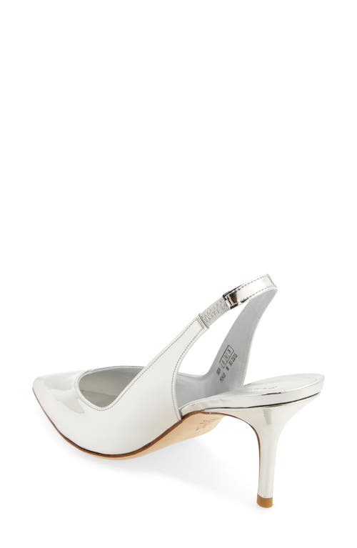 Shop Stuart Weitzman Eva Pointed Toe Slingback Pump In Silver