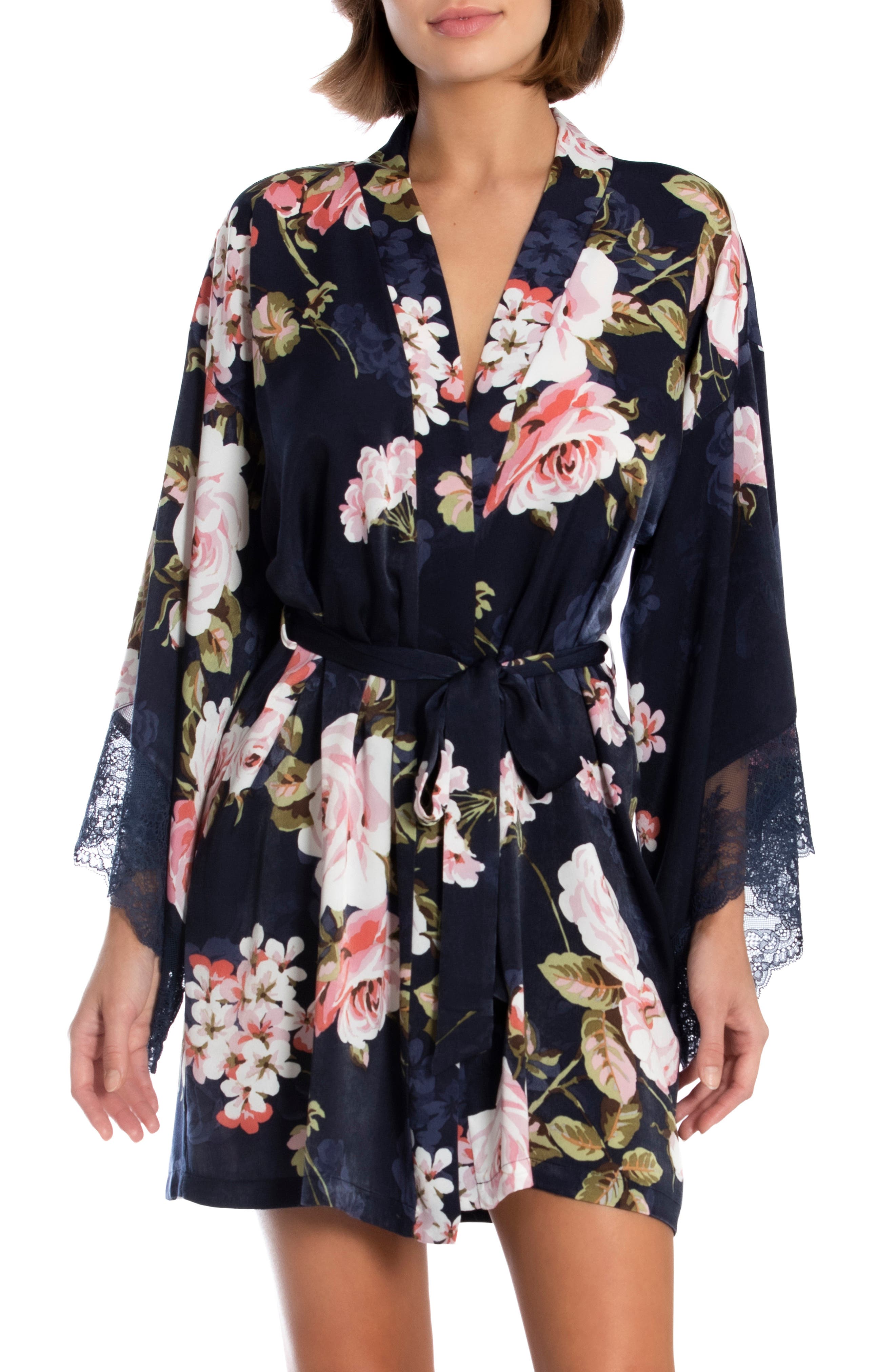 long silk floral robe