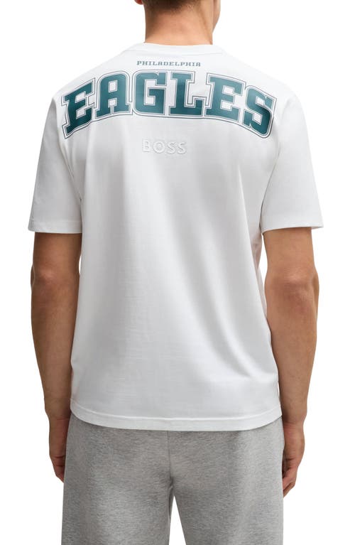 Shop Hugo Boss Boss X Nfl Stretch Cotton Graphic T-shirt In Philadelphia Eagles - White