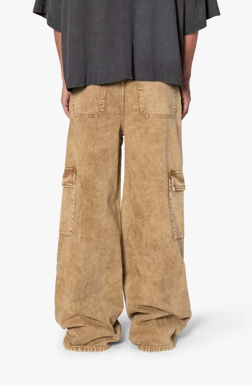 Mnml Void Baggy Denim Cargo Pants In Brown