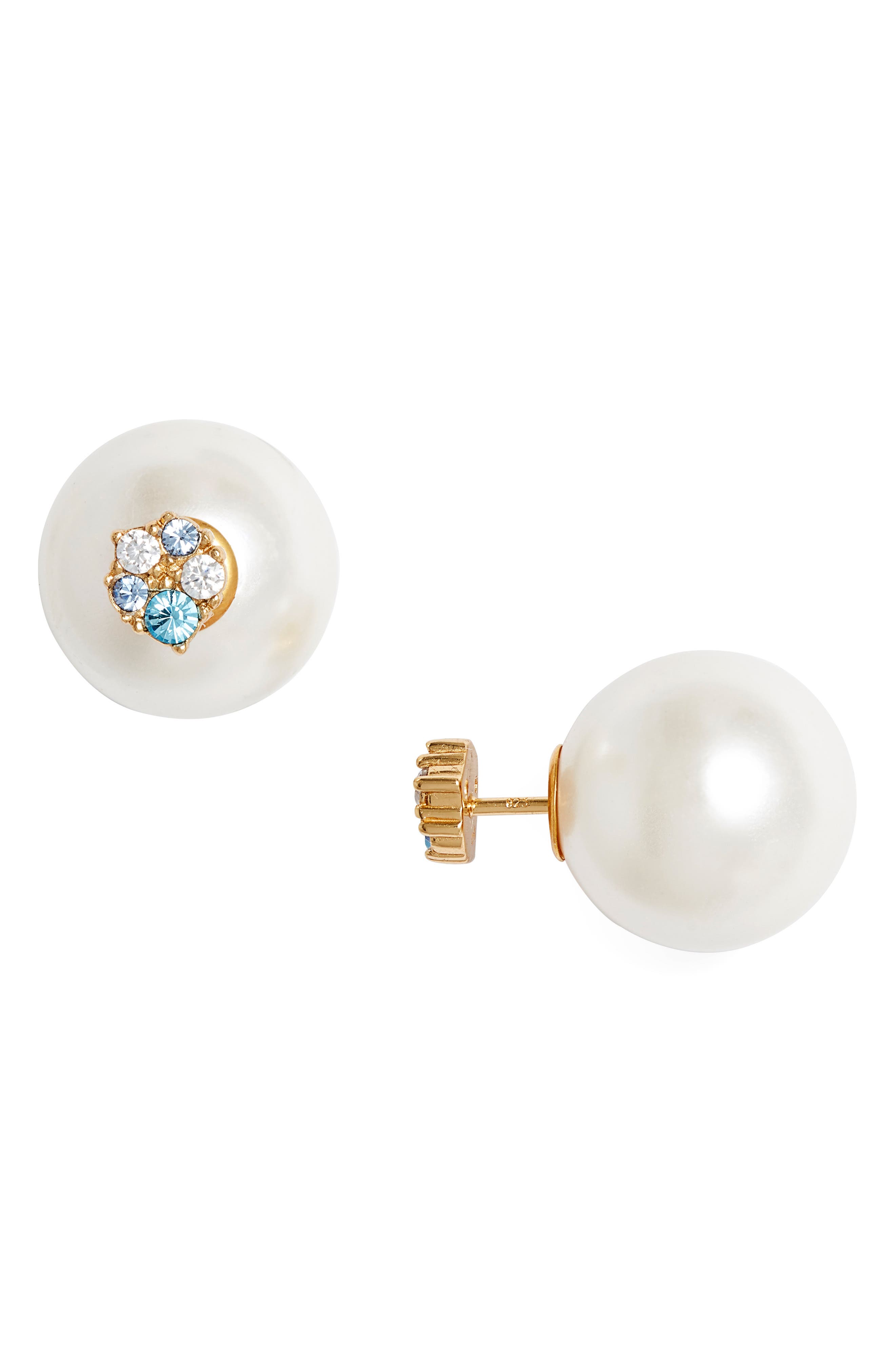 Olivia Burton Swarovski Crystal & Imitation Pearl Stud Earrings In Gold