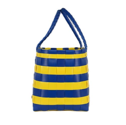 Handed By Paris Spirit Recycled Tote Bags In Cobalt Blue/sunshine Yellow