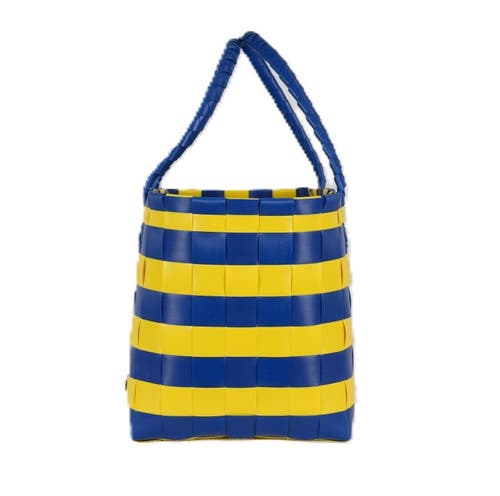 Shop Handed By Paris Spirit Recycled Tote Bags In Cobalt Blue/sunshine Yellow