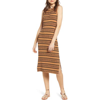 Plus Size Bp. Stripe Tank Midi Dress, Brown