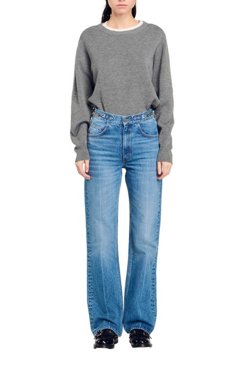 Shop Sandro Curb Chain Jeans In Blue Jean