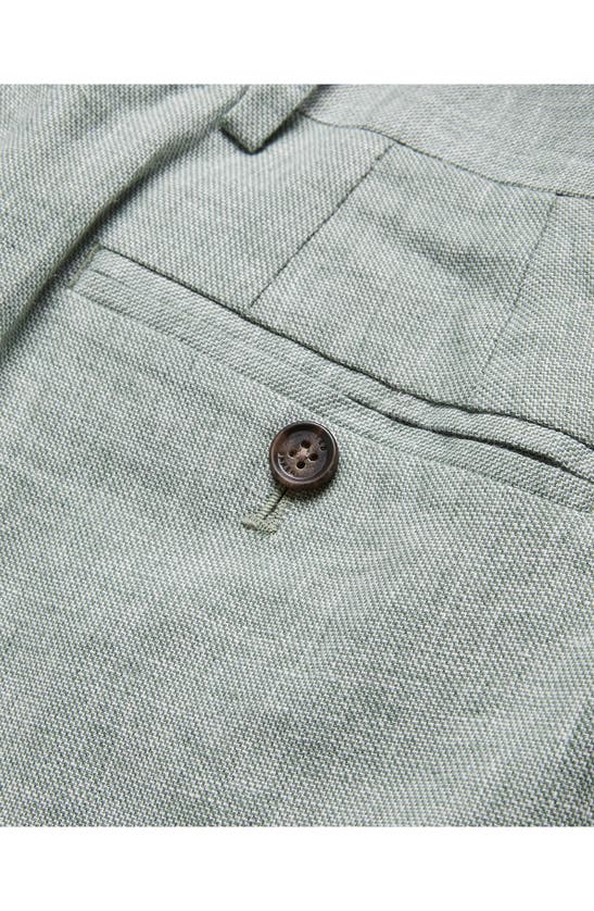 Shop Ted Baker Damasks Slim Fit Flat Front Linen & Cotton Chinos In Olive
