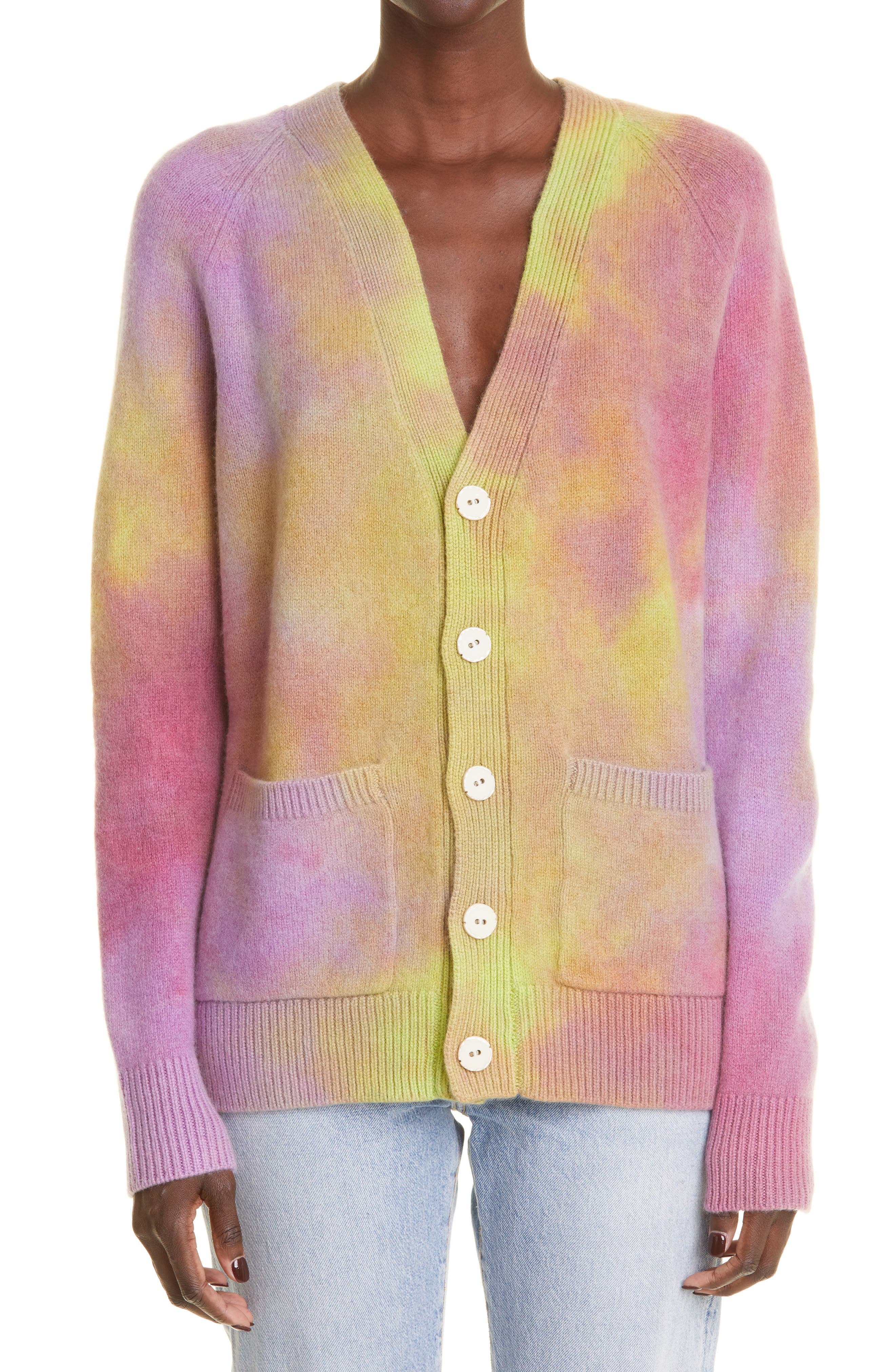 amiri tie dye cashmere cardigan