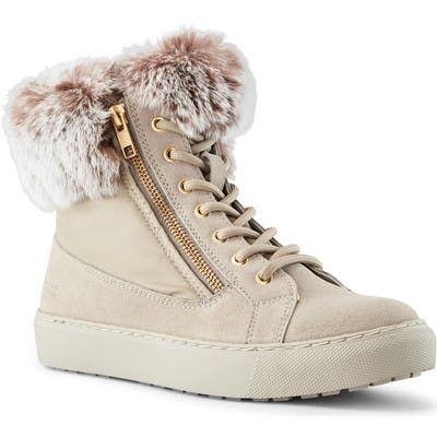 Cougar Danica Sneaker Boot With Genuine Rabbit Fur Trim, Grey