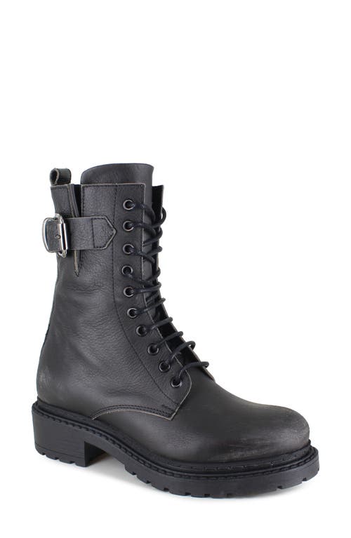 ZIGI Agatha Lace-Up Combat Boot in Black Leather 