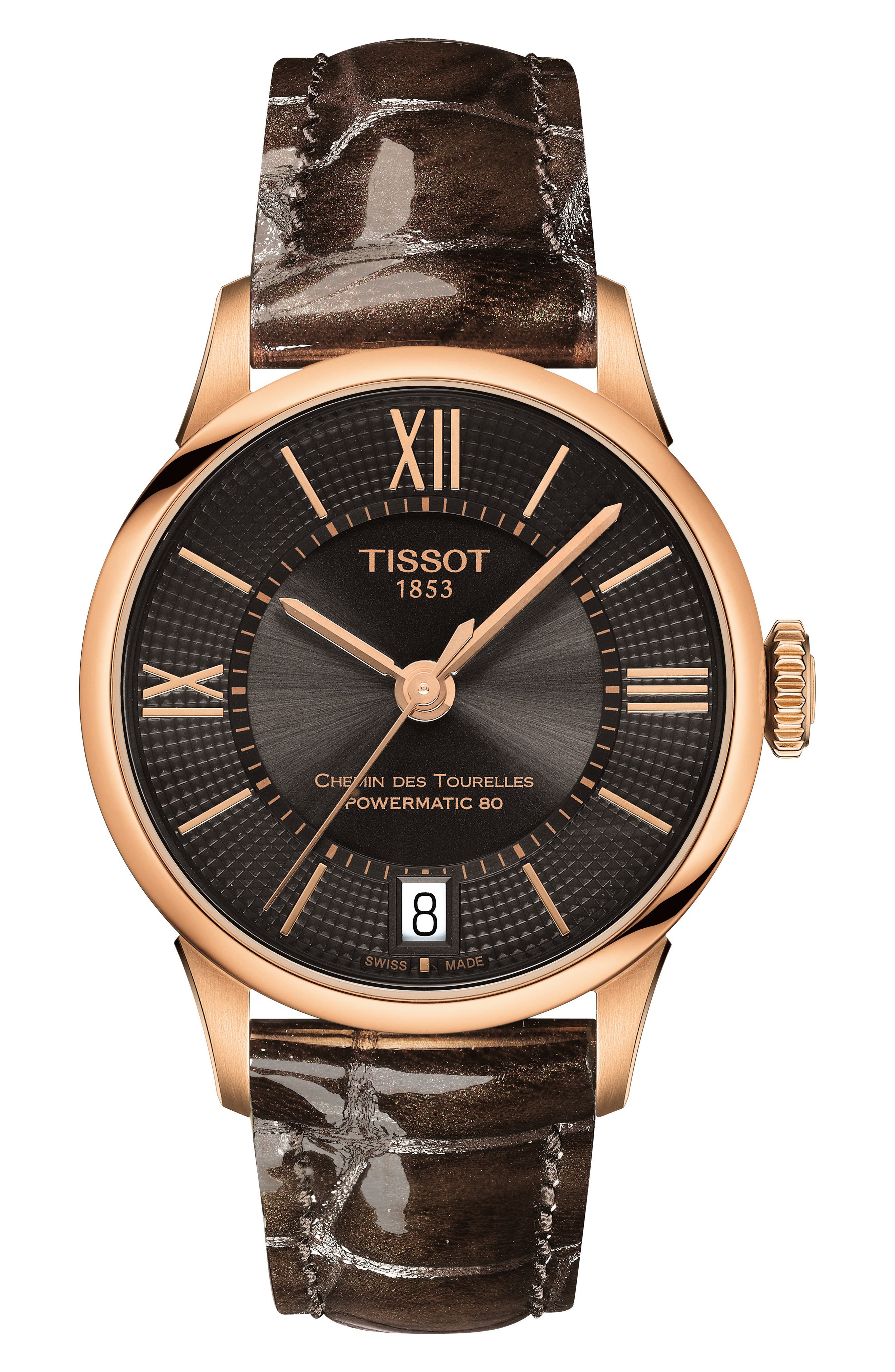 TISSOT Chemin des Tourelles Powermatic 80 Lady Leather Strap Watch, 32mm |  Nordstromrack