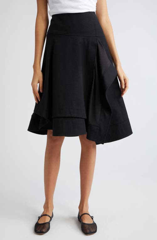 Cotton Canvas Utility Ruffle Skirt in Black