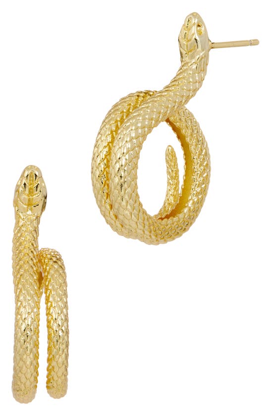Savvy Cie Jewels Snake Stud Earrings In Yellow Gold