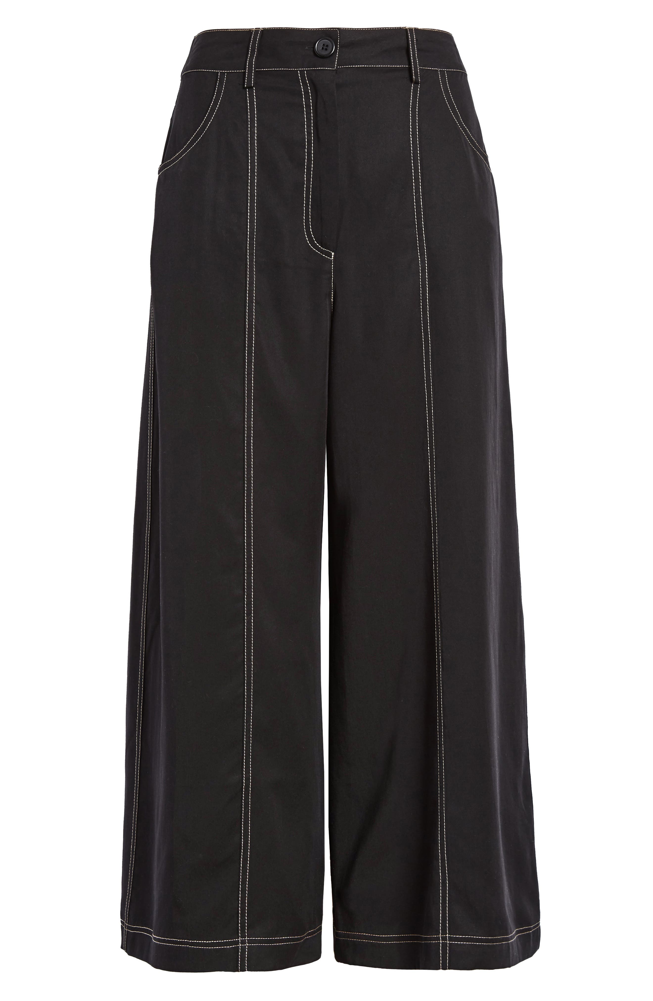 high waist crop wide leg pants