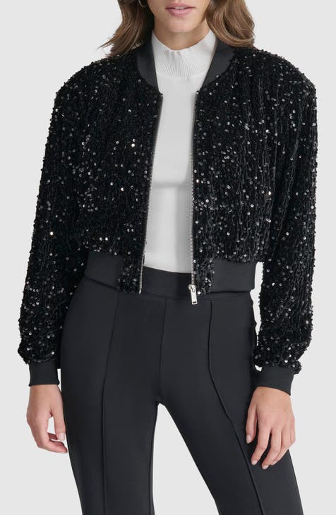 Glitter bomber jacket womens hotsell