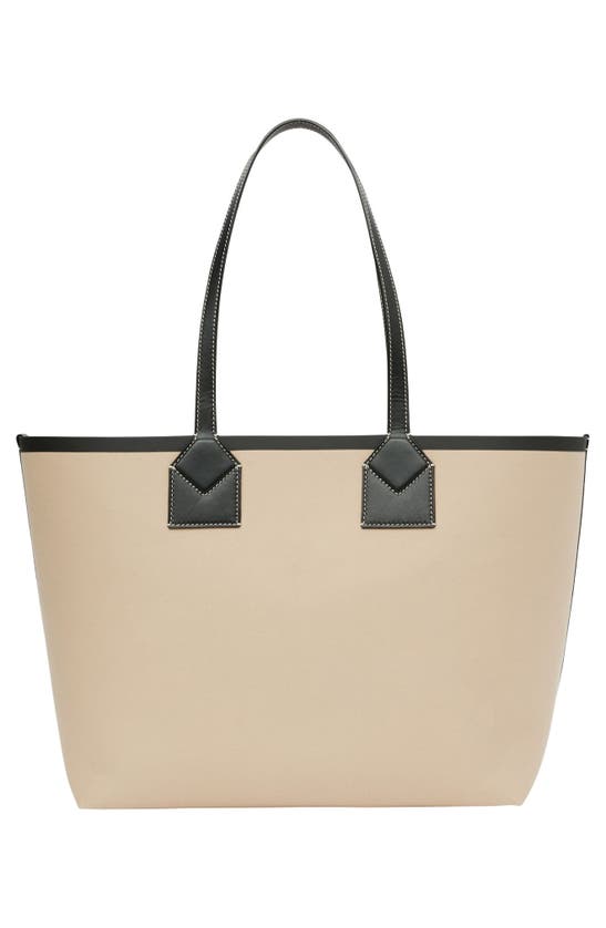 Burberry Medium Leather-trimmed Canvas Tote Bag In Beige | ModeSens