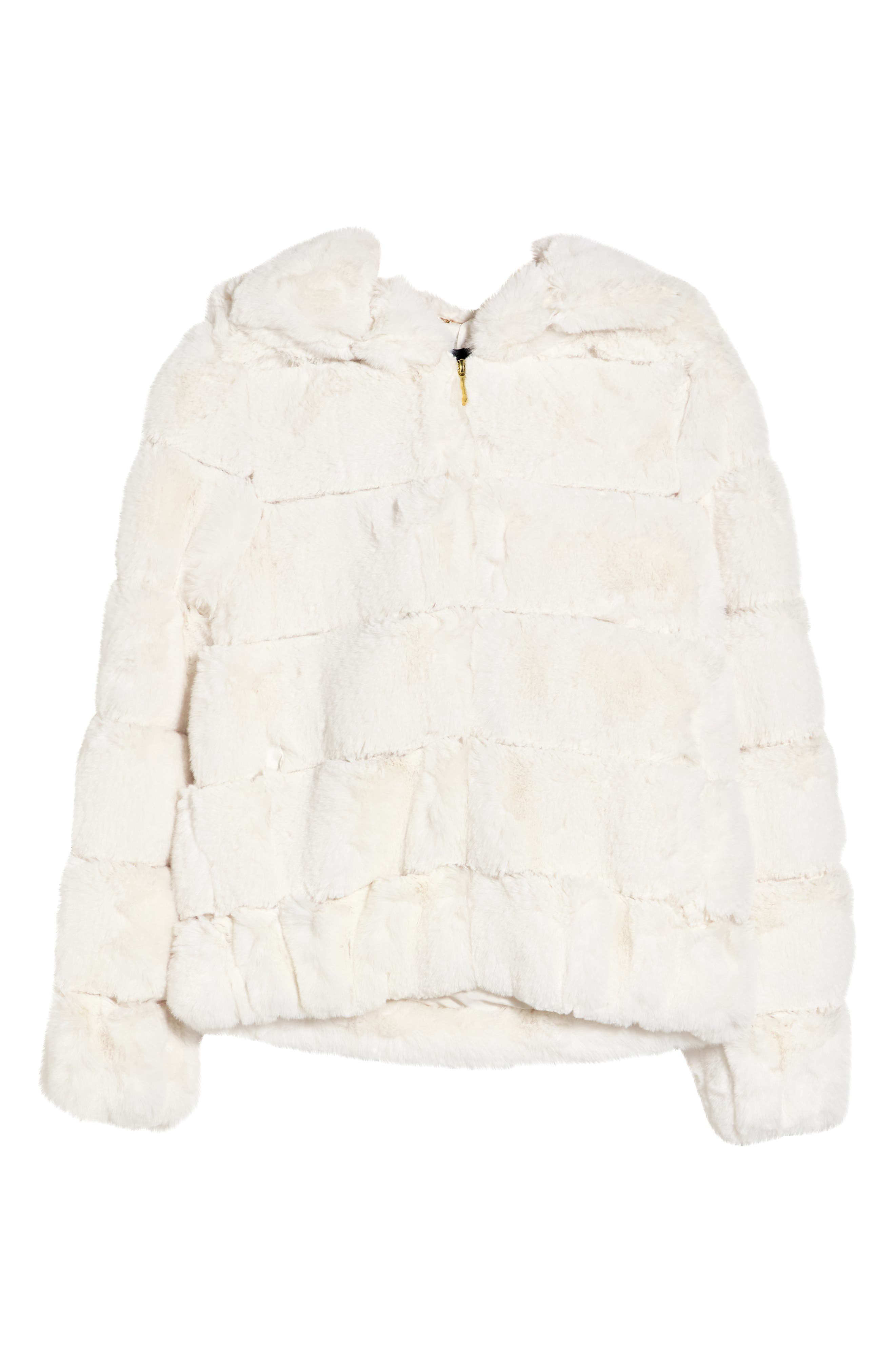 Missy Grooved Faux Rabbit Fur Jacket In Cream