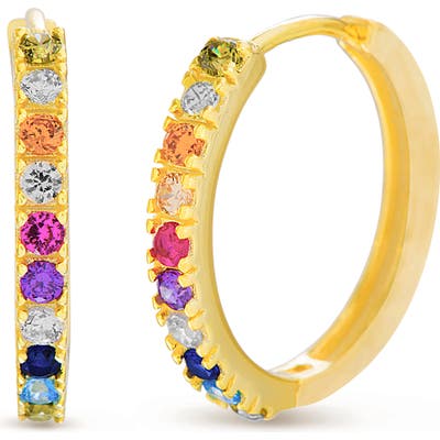 Lesa Michele Rainbow Cubic Zirconia Hoop Earrings