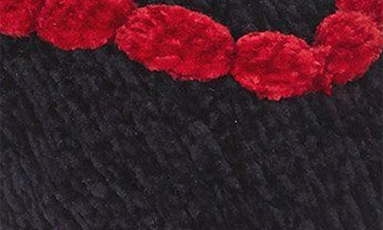 Memoi Cozy Heart Chenille Slipper Socks In Black