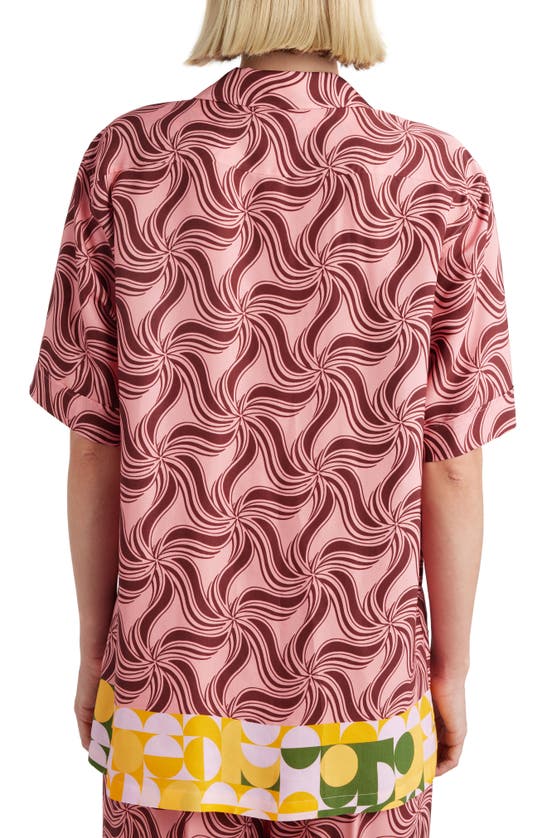 Shop Dries Van Noten Mixed Print Oversize Camp Shirt In Pink