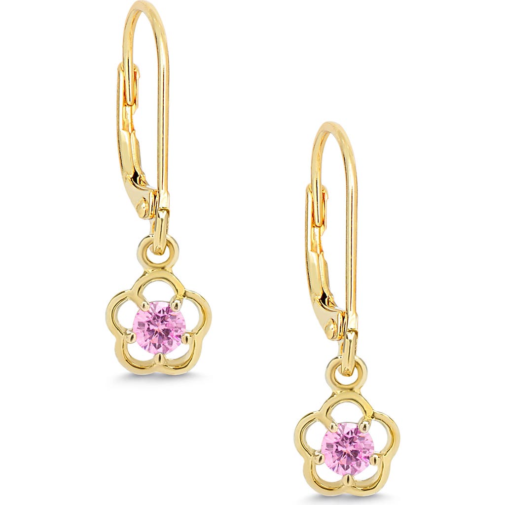 Shop Lily Nily Kids' Flower Cubic Zirconia Drop Earrings In Gold