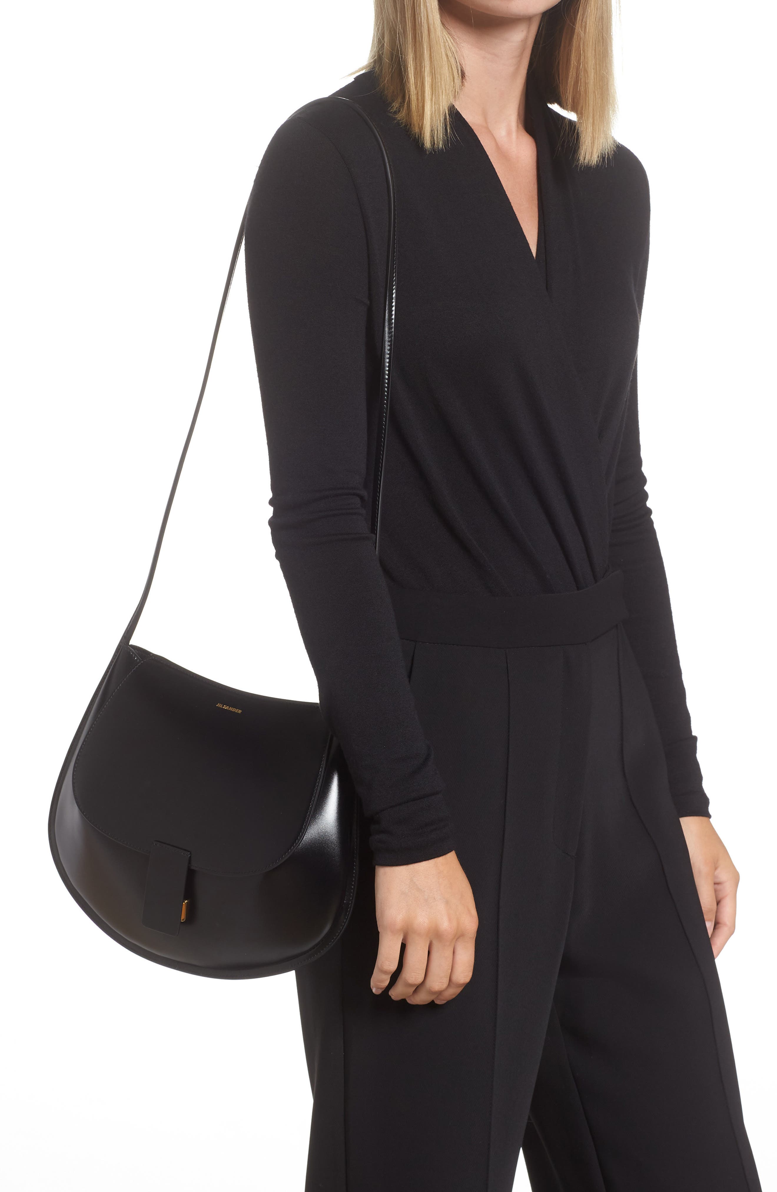 jil sander crescent crossbody bolsa