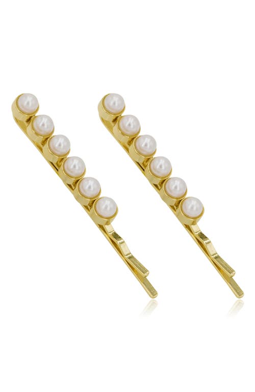Halle Set of 2 Imitation Pearl Hair Clips in Gold