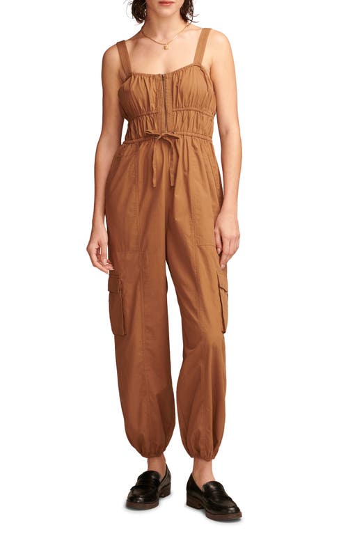 Lucky Brand Military Cotton Jogger Jumpsuit Coffee Liqueur at Nordstrom,