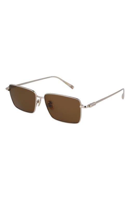 Shop Ferragamo Gancini Evolution 57mm Rectangular Sunglasses In Gold/brown