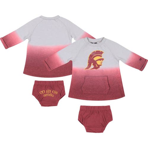 Newborn & Infant Colosseum Gray/Cardinal USC Trojans Hand in Hand Ombre Dress & Bloomers Set