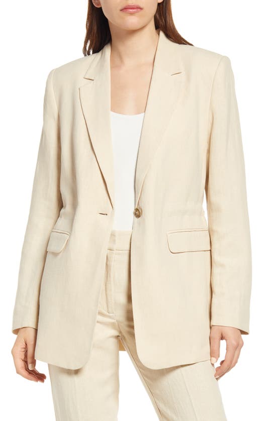 Other Stories Silk Linen Blazer In Light Beige ModeSens