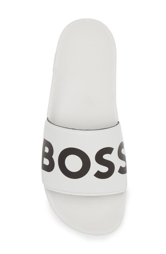 Hugo Boss Bay Logo-embossed Slides In White