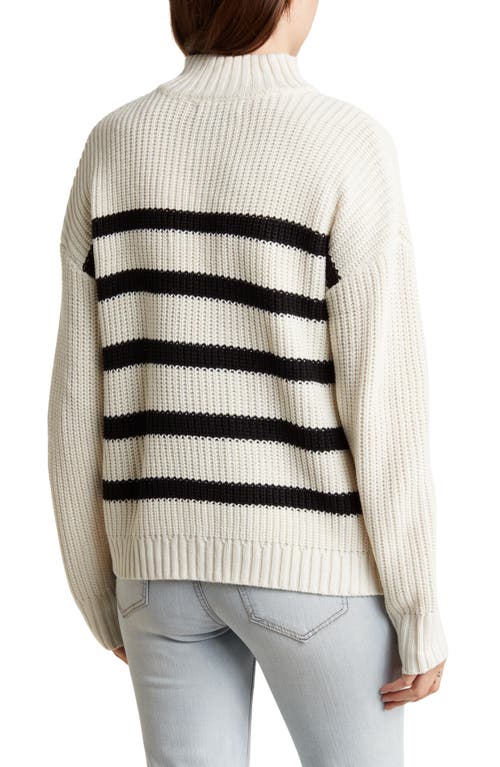 Sanctuary Sporty Stripe Half Zip Sweater In Scone With Black Stripe