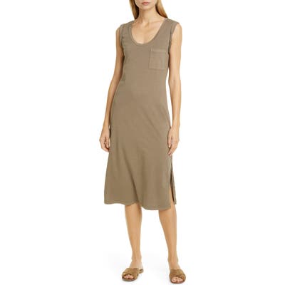 Theory Muscle Tee Pima Cotton Tank Dress, Green