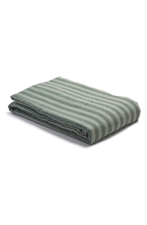 PIGLET IN BED Pembroke Stripe Linen Duvet Cover in Pine Green Pembroke Stripe at Nordstrom