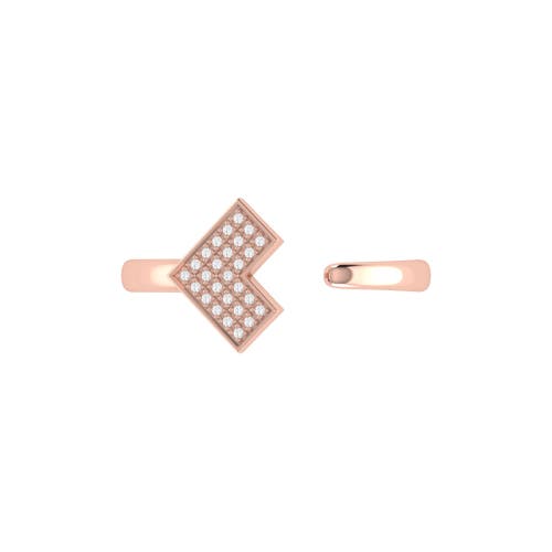 Luvmyjewelry One Way Arrow Sterling Silver Diamond Open Ring In 14kt Rose Gold Vermeil