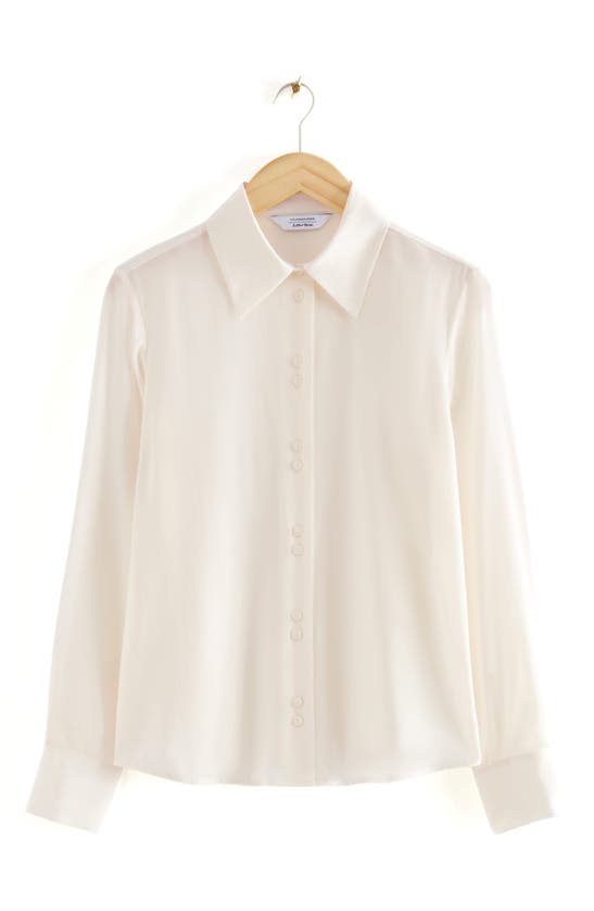 Shop & Other Stories Silk Button-up Blouse In Offwhite