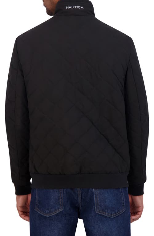 Nautica Diamond Quilted Bomber Jacket In Black