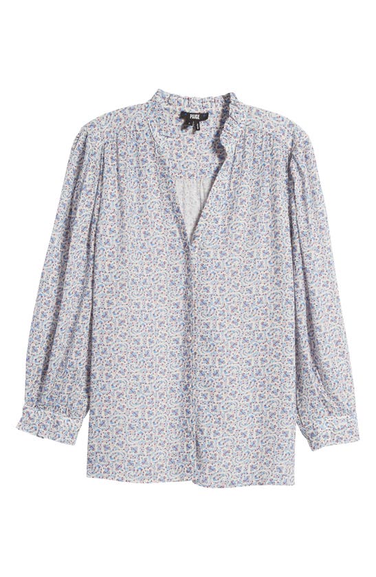 Shop Paige Keyra Floral Print Button-up Top In French Blue Multi