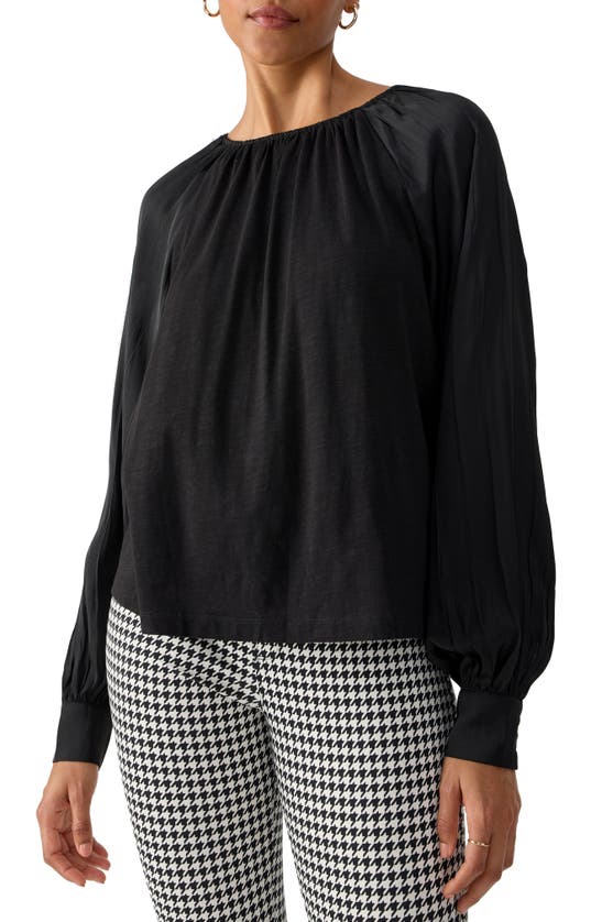 SANCTUARY SANCTUARY CRINKLE SATEEN MIXED MEDIA TOP