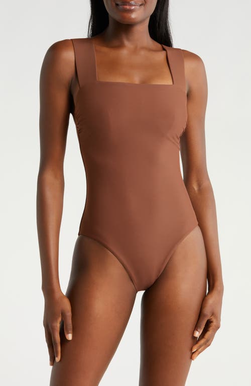 Bondi Born Gwen Square Neck One-piece Swimsuit In Brown