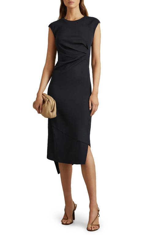 Shop Reiss Francesca Pleated Midi Dress In Navy