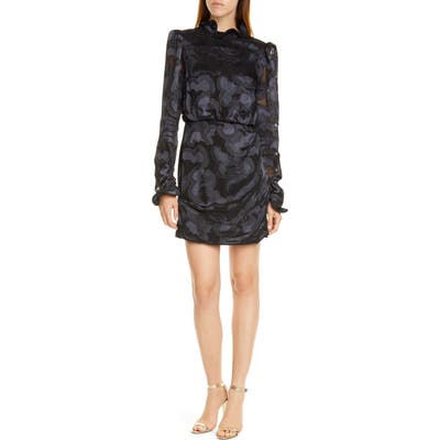 Saloni Rina Print Silk Blend Minidress, Black